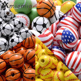 10/30Pcs Natural Wooden Beads Soccer Basketball Tennis Baseball Beads