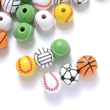 10/30Pcs Natural Wooden Beads Soccer Basketball Tennis Baseball Beads