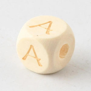 20pcs 12mm Natural Wood Cube Square Letter Beads DIY Jewelry Making
