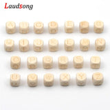 20pcs 12mm Natural Wood Cube Square Letter Beads DIY Jewelry Making