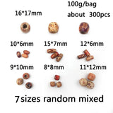 100g Wooden Pattern Beads Round Beads Natural Wood Spacer Charm Bracelet DIY