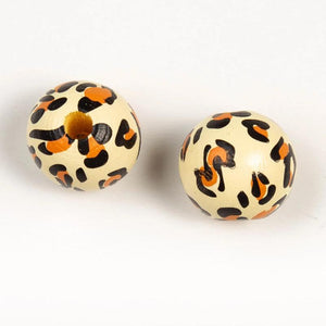 20Pcs Brown Leopard Wood Beads 16mm Round Wooden Spacer Beads