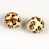 20Pcs Brown Leopard Wood Beads 16mm Round Wooden Spacer Beads