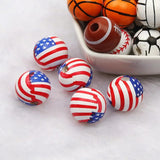 10pcs Flag Pattern Wood Beads Spacer for DIY Jewelry Making 16mm
