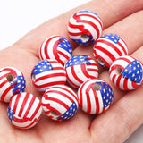 10pcs Flag Pattern Wood Beads Spacer for DIY Jewelry Making 16mm