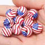 10pcs Flag Pattern Wood Beads Spacer for DIY Jewelry Making 16mm