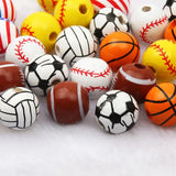 10pcs Flag Pattern Wood Beads Spacer for DIY Jewelry Making 16mm
