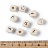 100PCS Square Wood Letter Beads Alphabet Loose Bead for Jewelry Making
