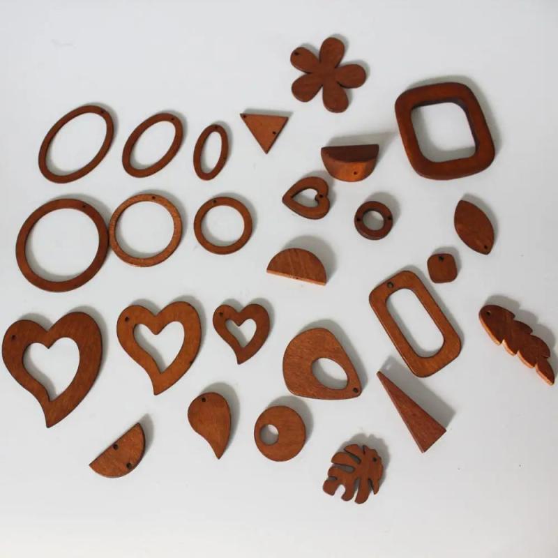 100pcs Wooden Bead Geometric Pendant for Earrings Jewelry Making