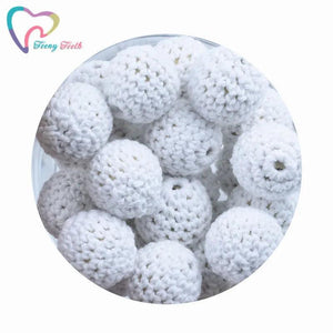 10 PCS 16-20MM Crochet Teething Beads Wooden Yarn Knitted By Cotton Thread