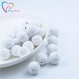 10 PCS 16-20MM Crochet Teething Beads Wooden Yarn Knitted By Cotton Thread