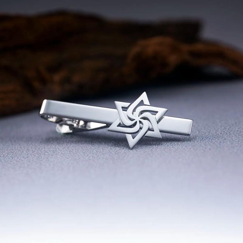 Spiral Star of David Tie Clip Stainless Steel Retro Judaism Amulet