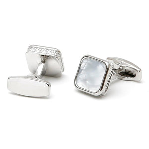 Men's Shell Silver Square Button Cufflinks XK23S031