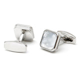 Men's Shell Silver Square Button Cufflinks XK23S031
