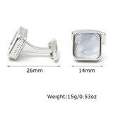 Men's Shell Silver Square Button Cufflinks XK23S031