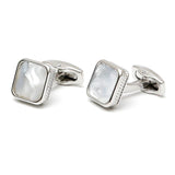 Men's Shell Silver Square Button Cufflinks XK23S031