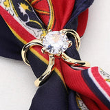 Square Scarf Buckle Rhinestone Brooch Metal Ring Clothing Accessory