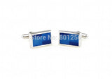 Rectangle Enamel Cuff Links - Blue