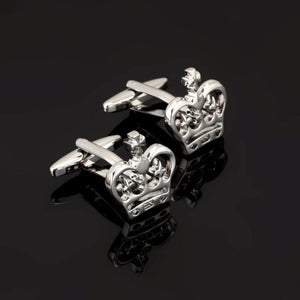 Pair of Stainless Steel Vintage Crown Cufflinks for Men