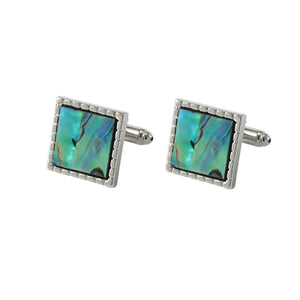 Natural Shell Cufflinks Pink Green Colors Rainbow Cuff Links