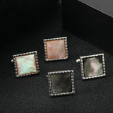 Natural Shell Cufflinks Pink Green Colors Rainbow Cuff Links