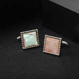 Natural Shell Cufflinks Pink Green Colors Rainbow Cuff Links