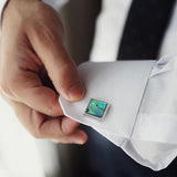 Natural Shell Cufflinks Pink Green Colors Rainbow Cuff Links
