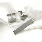 Smooth Stainless Steel Tie Clip Cufflink Set Business Wedding Accessories