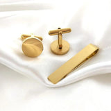 Smooth Stainless Steel Tie Clip Cufflink Set Business Wedding Accessories