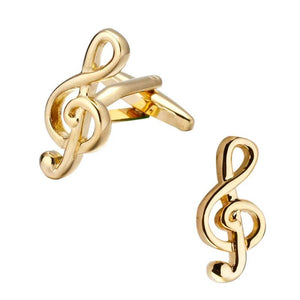 Music Note Gold Cufflinks for French Shirt