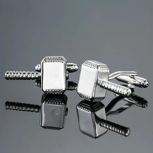 Silvery Thor's Hammer Cufflinks for Men's French Shirts