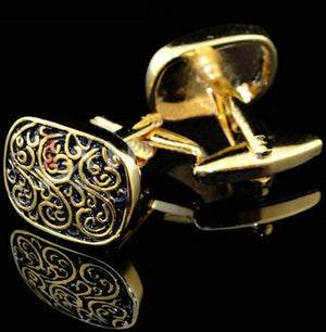 Gold Royal Engraving Cufflinks Copper Material Hot Sale Wholesale & Retail