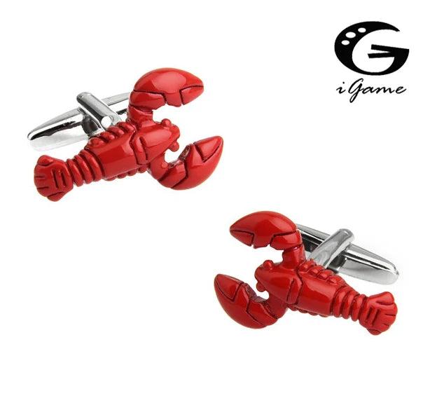 iGame Red Lobster Cufflinks Brass Shrimp Novelty Gift Men