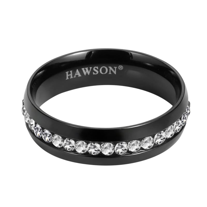 Hawson Men's Fluted Edge Zirconia Stainless Steel Tie Ring