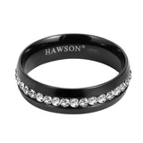Hawson Men's Fluted Edge Zirconia Stainless Steel Tie Ring
