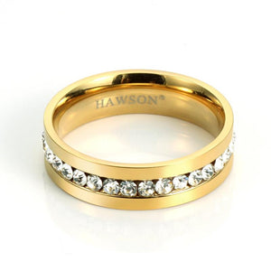 Hawson Men's Fluted Edge Zirconia Stainless Steel Tie Ring