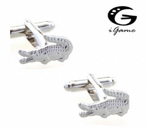 Crocodile Style Cuff Links in Silver Colour