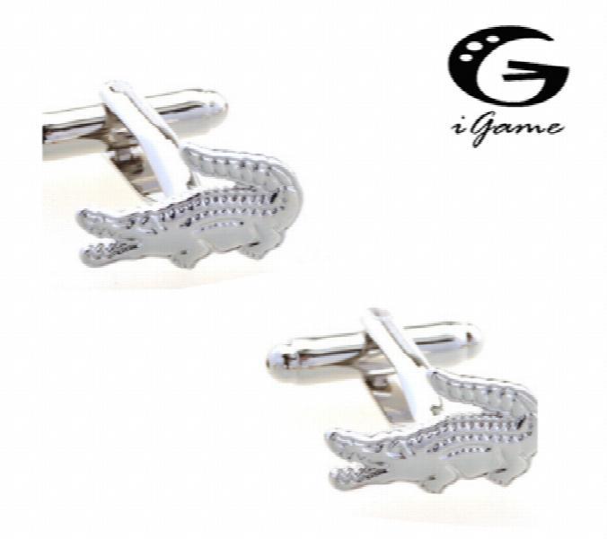 Crocodile Style Cuff Links in Silver Colour
