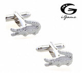 Crocodile Style Cuff Links in Silver Colour