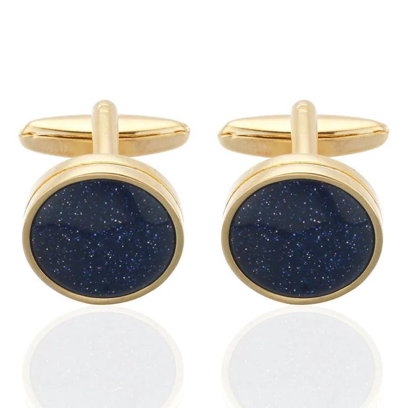 Memolissa Round Stone Inlaid Cufflinks for Men