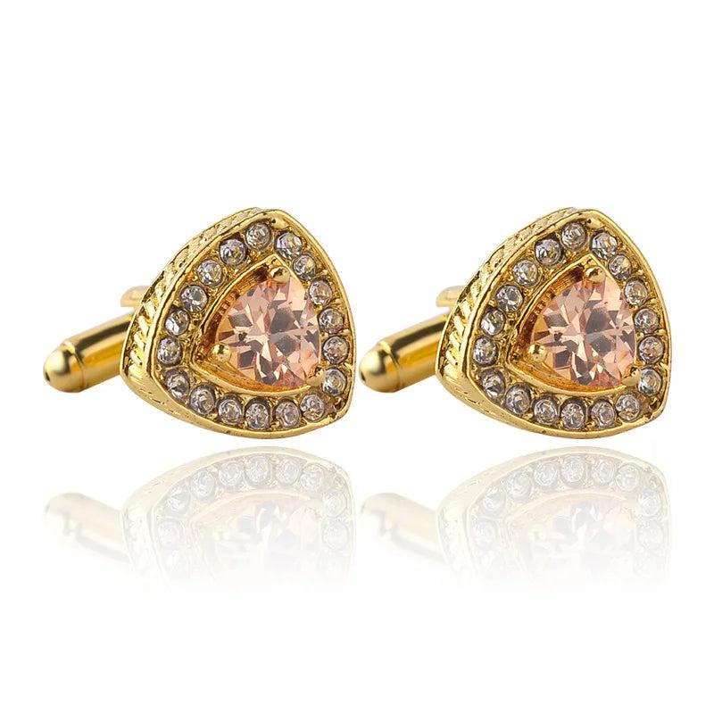 High Triangle Rhinestone Cufflinks Set