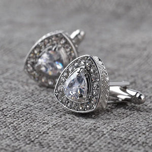 High Triangle Rhinestone Cufflinks Set