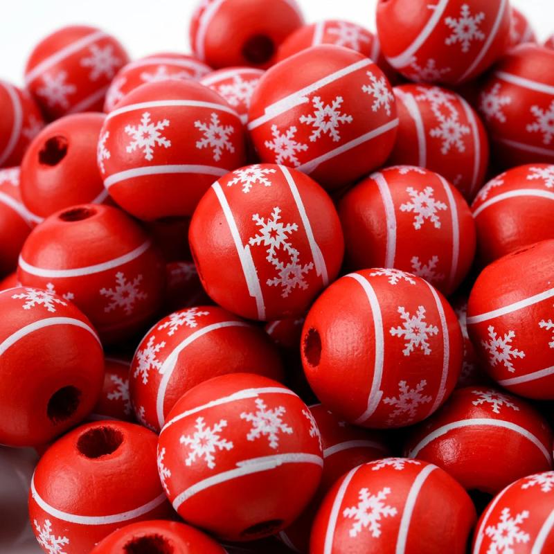 10pcs 15mm Christmas Wooden Beads Snowflakes Spacer DIY Jewelry Making