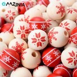 10pcs 15mm Christmas Wooden Beads Snowflakes Spacer DIY Jewelry Making