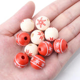 10pcs 15mm Christmas Wooden Beads Snowflakes Spacer DIY Jewelry Making