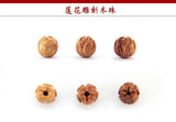 10pcs Natural Peach Wood Beads Carving Lotus Wooden Beads DIY Jewelry Making