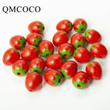 10Pcs/Pack Strawberry Oval Wooden Beads Custom Charm Crafts