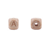 12mm 20Pcs Cube Wooden Beads Square Letter Alphabet Beech Wood Jewel