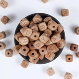 12mm 20Pcs Cube Wooden Beads Square Letter Alphabet Beech Wood Jewel