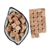 12mm 20Pcs Cube Wooden Beads Square Letter Alphabet Beech Wood Jewel